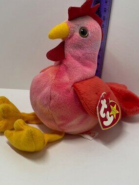 Ty Beanie Baby Strut Rooster 1996 Pink Red Plush w/ Tag Vintage